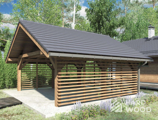Деревянный навес двухскатный №96 - фото 1093