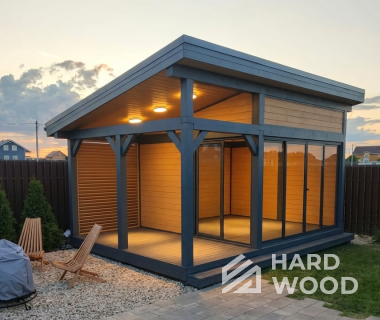 Серая беседка для дачи из дерева №101 - фото 2295